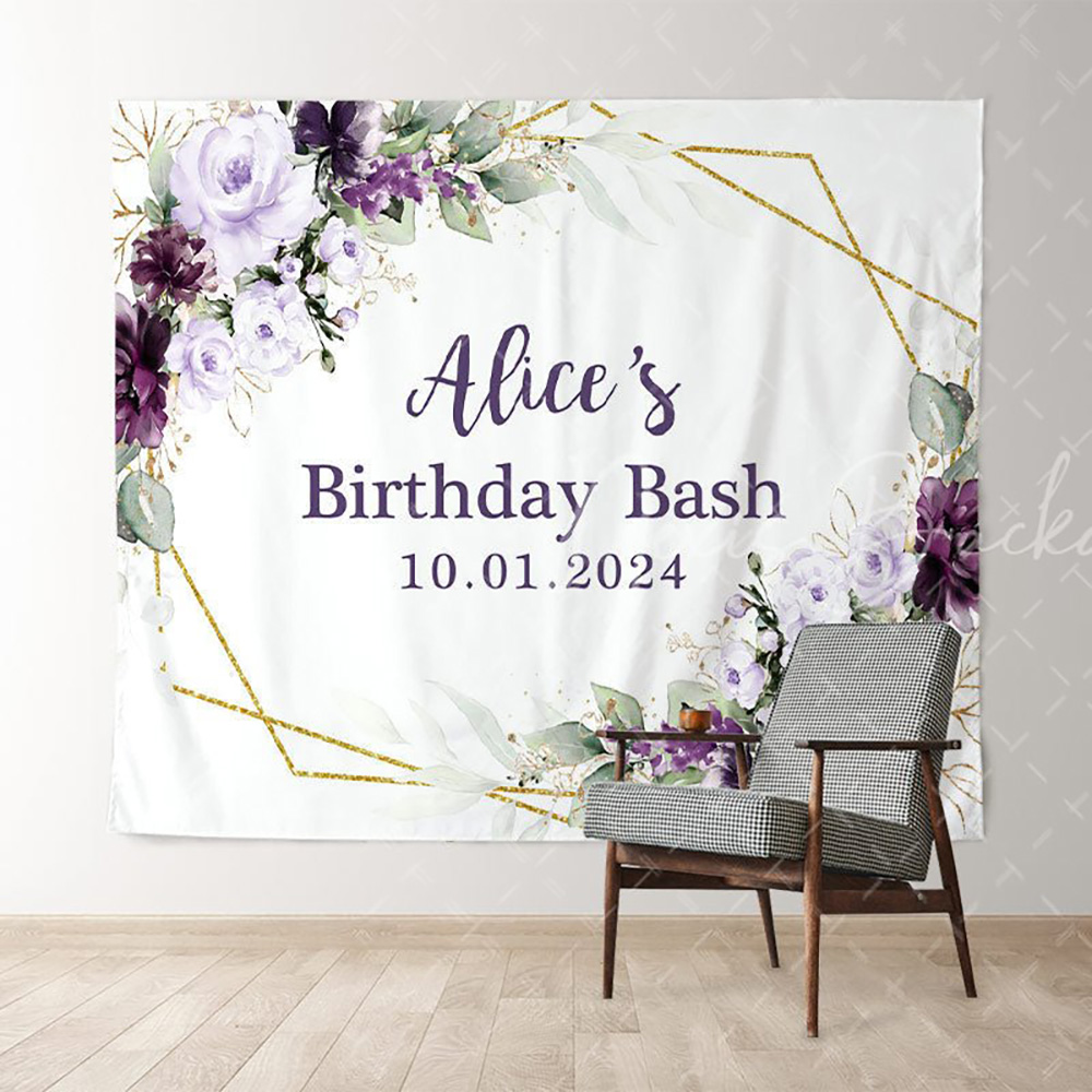 Photography Lighting Names - Light Purple Floral White Custom Name