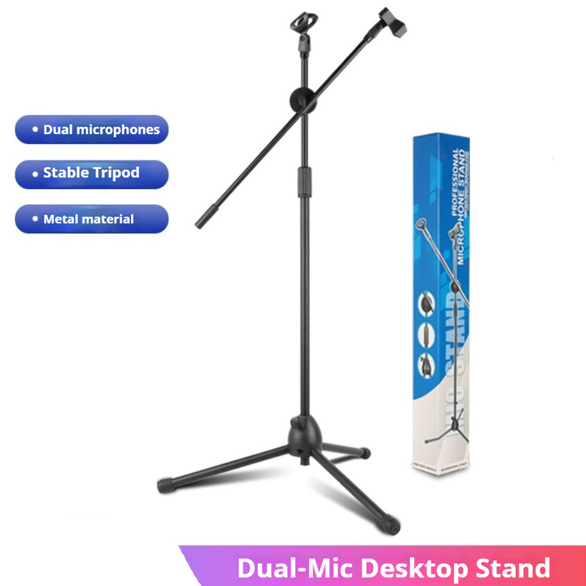 Boom Arm Stand - Performance Microphone Floor Stand with Dual