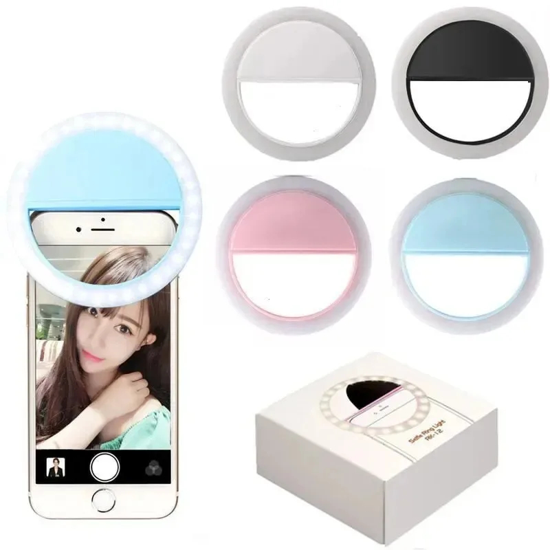 Photography Lighting Spotlight - Clip-On LED Selfie Ring Light, Adjustable