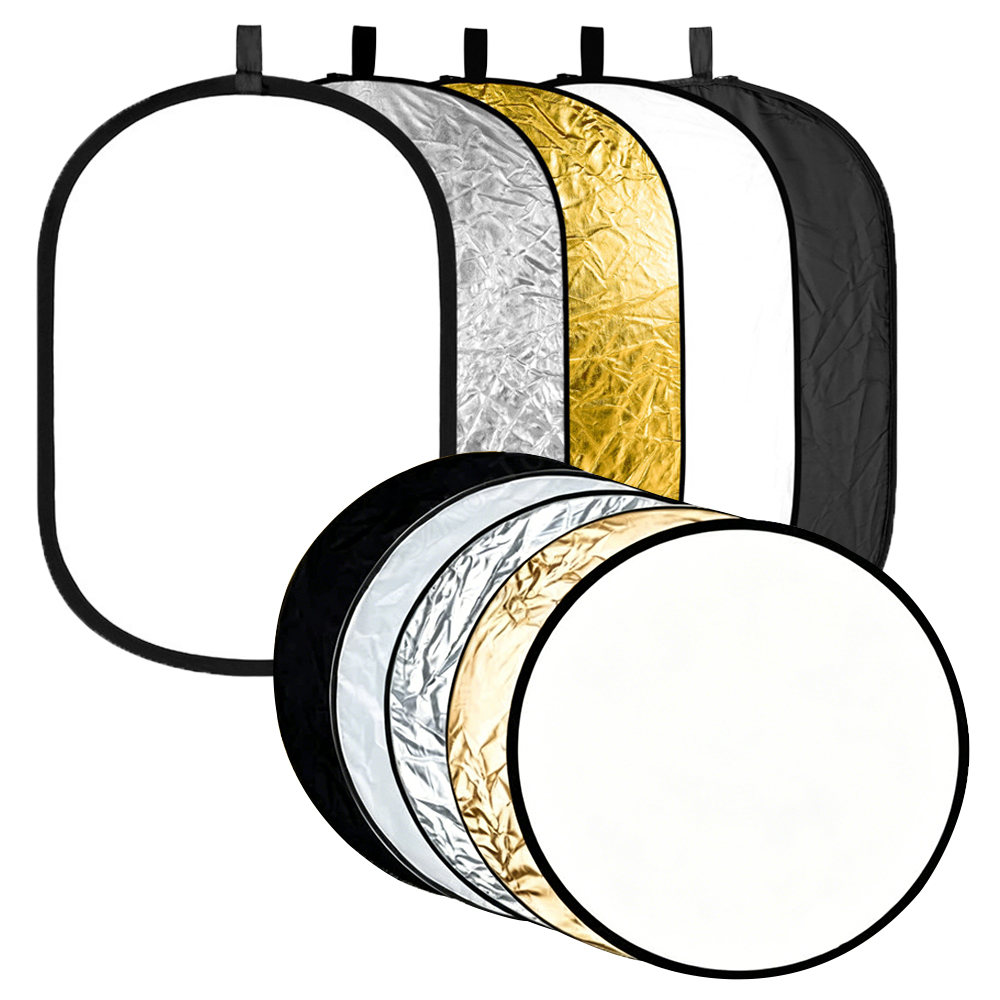 Photography Lighting Reflectors - 60/80/110CM 5-in-1 Collapsible Light Reflector Oval