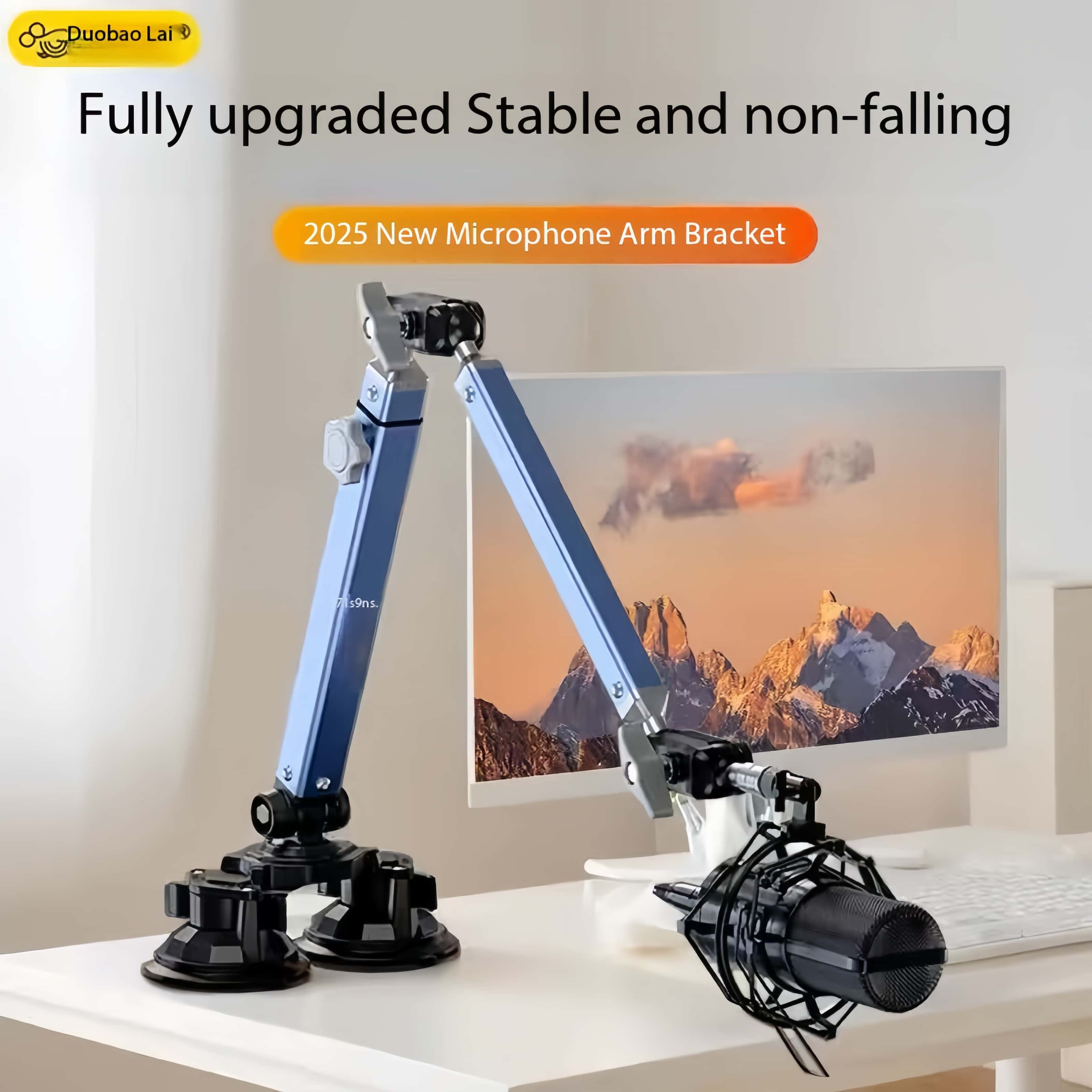Boom Arm Stand - Professional Dual Suction Cup Mount Flexible
