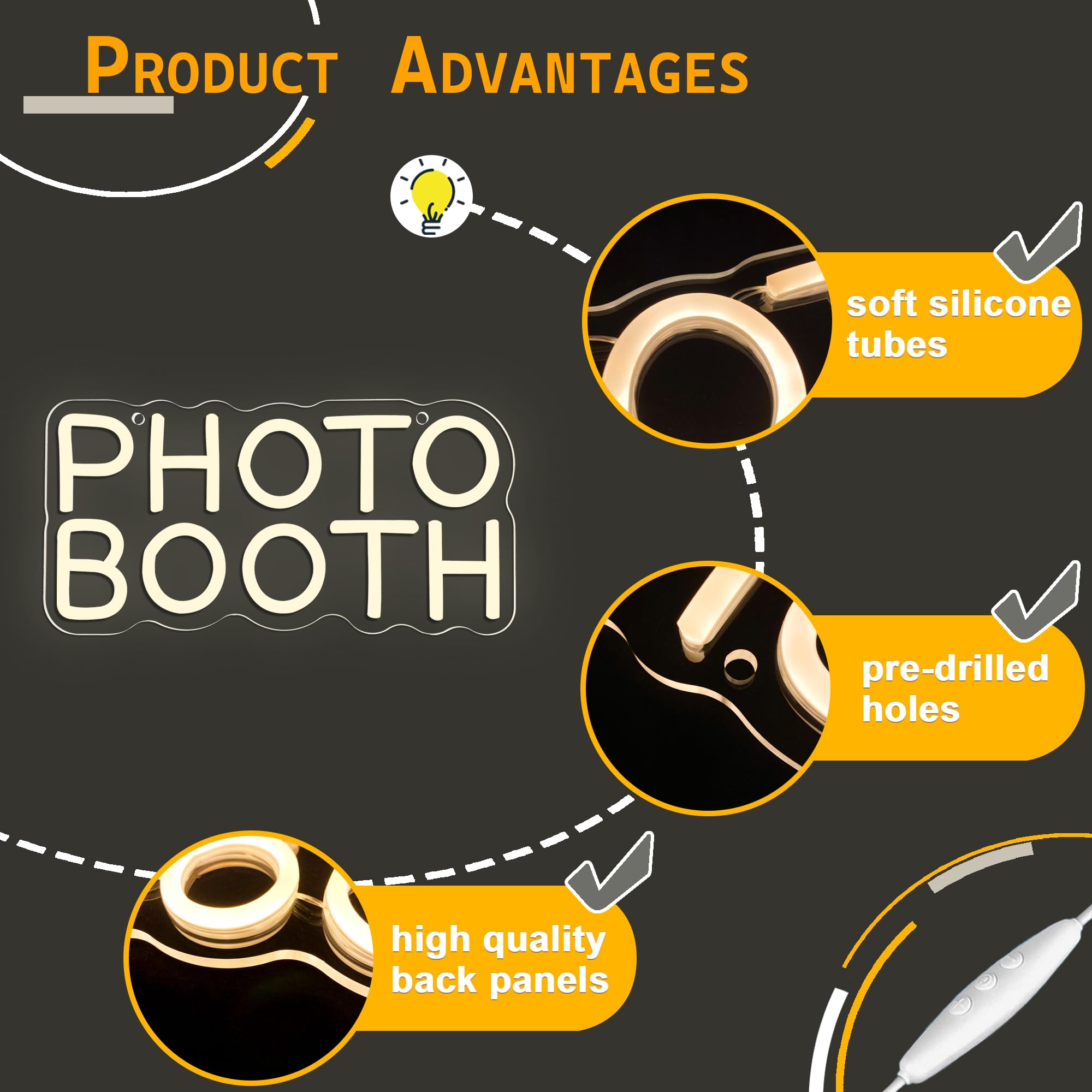 Photo Booth Neon Sign, Dimmabl - Photography Lighting Wedding Reception ulasan dan harga